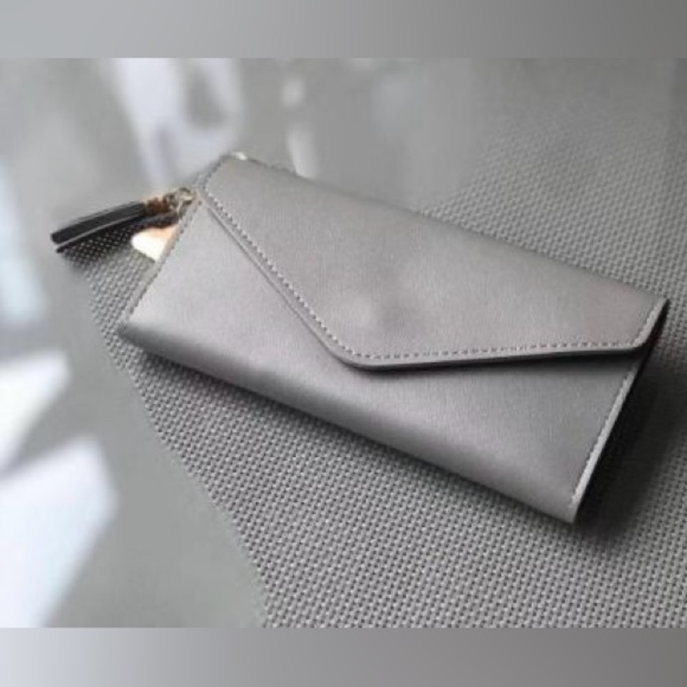 NWT - Vegan Leather Clutch Style Wallet **GRAY** 5 Colors Available